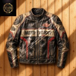 Men's Brown Distressed Cowhide Biker Leather Jacket