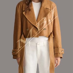 Collections Women's Tan Brown Cropped Leather Jacket